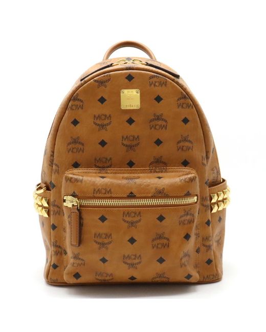 MCM Brown Visetos Canvas Backpack Bag (pre-owned)