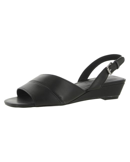 1.STATE Black Nai Leather Open Toe Slingback Sandals