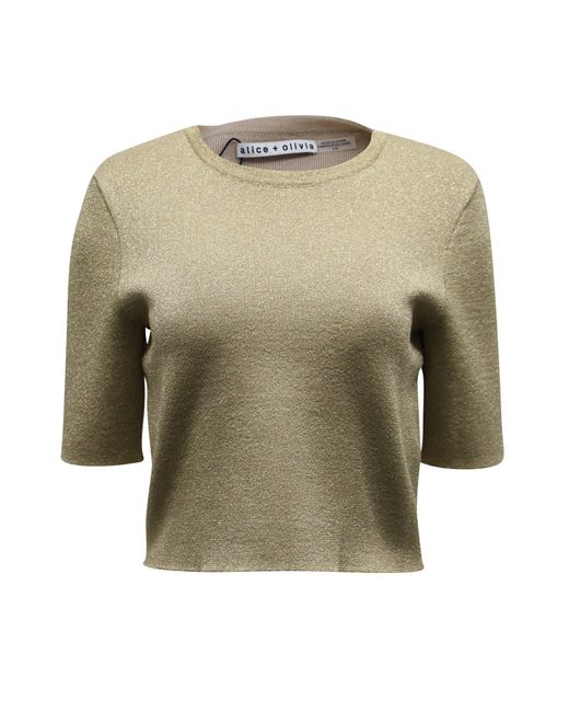 Alice + Olivia Green Metallic Cotton Crop Top