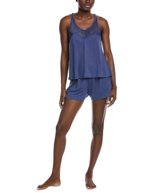 Flora Nikrooz Blue 2Pc Lace Cami & Short Set
