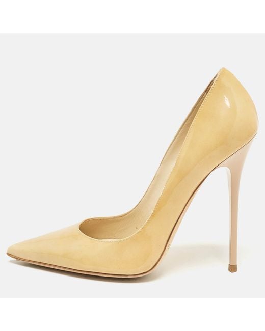 Jimmy Choo Women's Natural Patent Leather Ava Pointed Toe Pumps