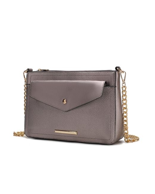 MKF Gray Maribel Vegan Leather 3-In-1 Crossbody Bag