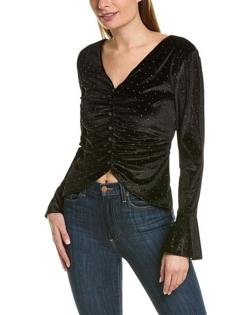 BCBGMAXAZRIA Black Ruched Top