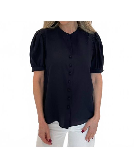 FRAME Black Silk Gathered Top