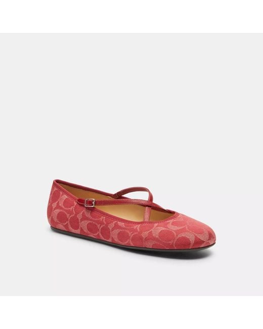 COACH Red Phoebe Ballet Flat