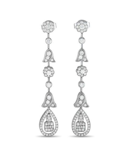 Graff White Platinum 3 Ct Diamond Tulip Dangling Earrings