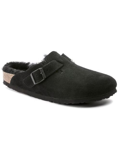 Birkenstock Black Boston Shearling Clog Narrow