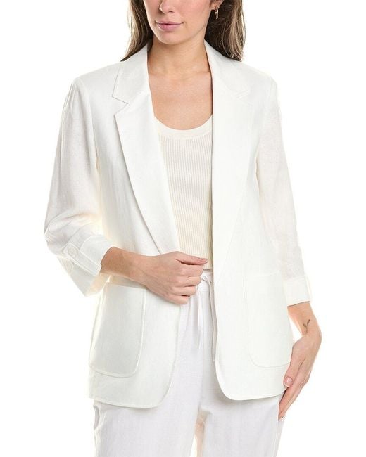 Jones New York White Linen-blend Jacket