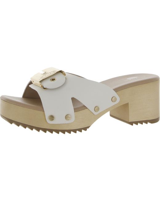 Dr. Scholls White Original Max Leather Open Toe Heels