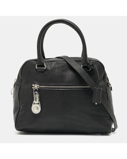 MICHAEL Michael Kors Black Leather Dome Top Handle Bag