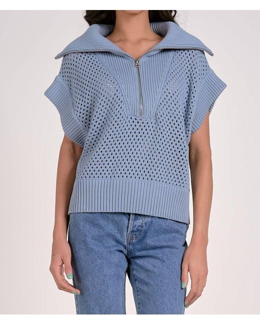 Elan Blue Allie Zip Up Sweater