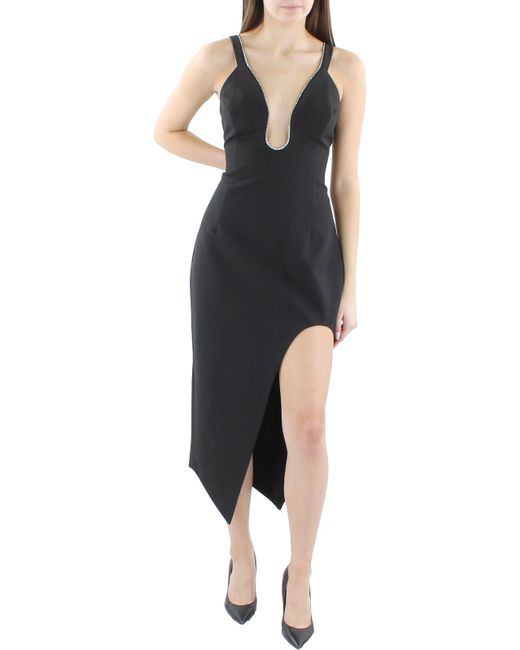 BCBGMAXAZRIA Black Embellished Midi Cocktail And Party Dress