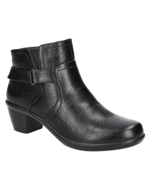 Easy Street Black Durham Faux Leather Block Heel Ankle Boots