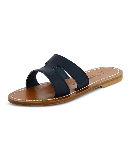 K. Jacques Blue Leather Slip-on Slide Sandals