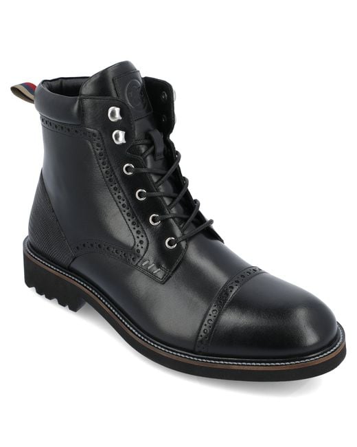 Thomas & Vine Black Tyrus Cap Toe Ankle Boot for men