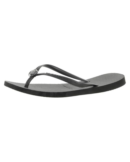 Havaianas Black Embellished Slip-on Thong Sandals