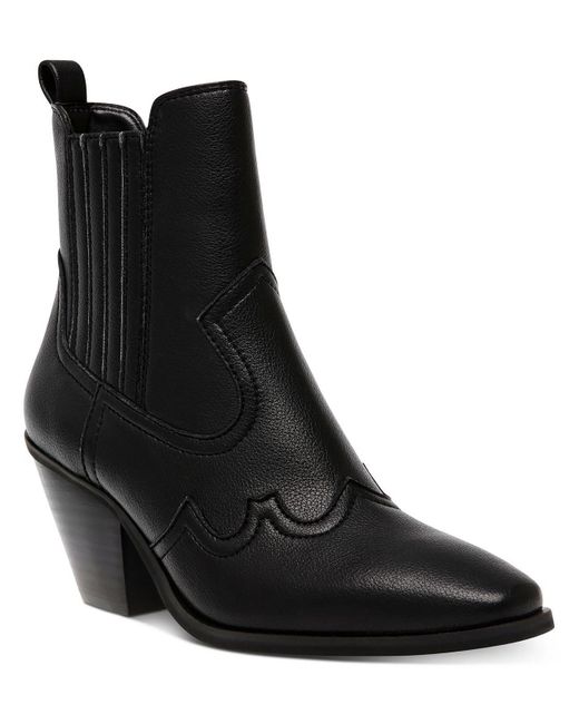 Dolce Vita Black Brazos Faux Leather Embossed Ankle Boots