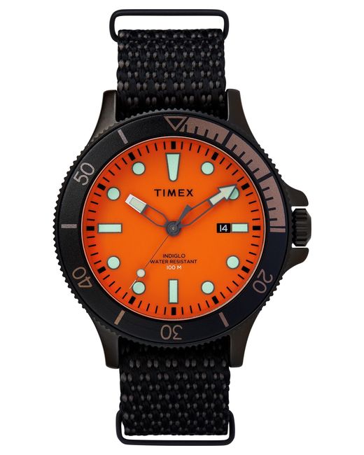 Timex Orange 43mm Fabric Watch Tw2t30200vq for men