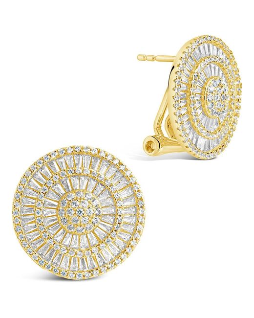 Sterling Forever Metallic Sandy Cz Circle Stud Earrings