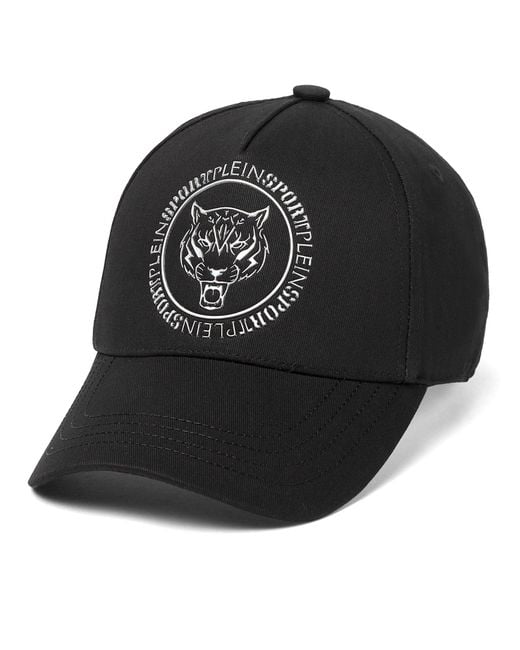 Philipp Plein Black Baseball Cap Carbon Tiger for men