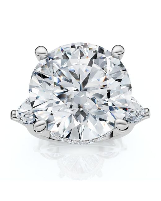 Pompeii3 Metallic Certified 11.75Ct Diamond Round & Marquise Accent Ring 14K Lab Grown Size: 8