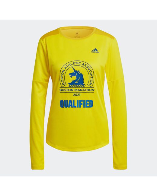 adidas Boston Marathon Qualified Tee in Yellow | Lyst