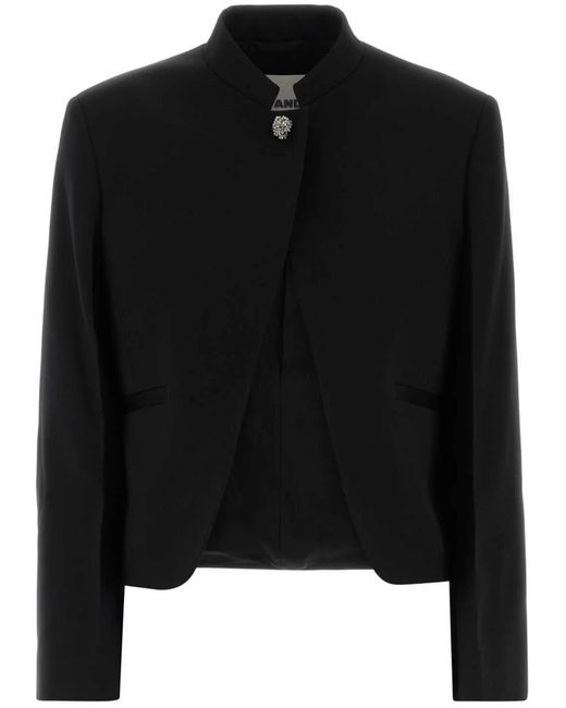 Jil Sander Black Cropped Stand Collar Jacket
