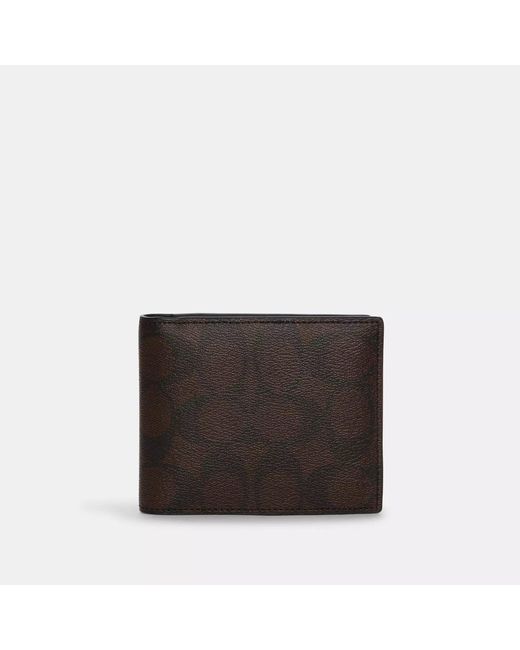 COACH Black 3 In 1 Wallet In Blocked Signature Canvas for men