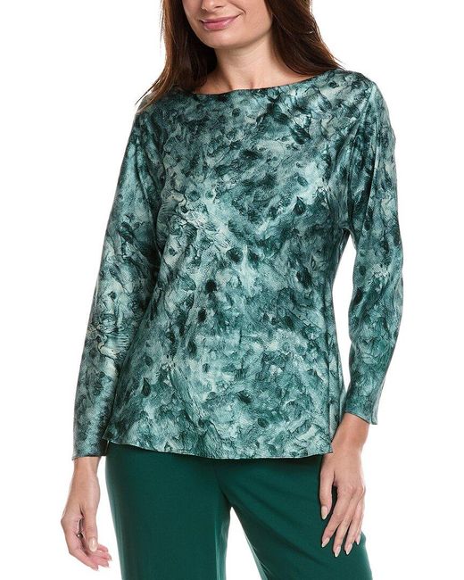 Lafayette 148 New York Women's Green Dolman Silk-Blend Blouse
