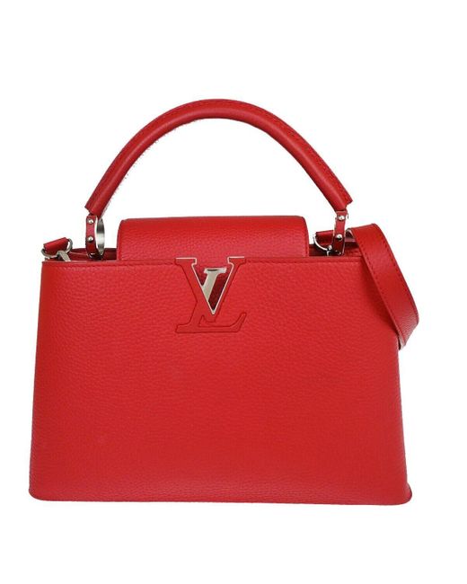 Louis Vuitton Red Capucines Leather Shoulder Bag (pre-owned)
