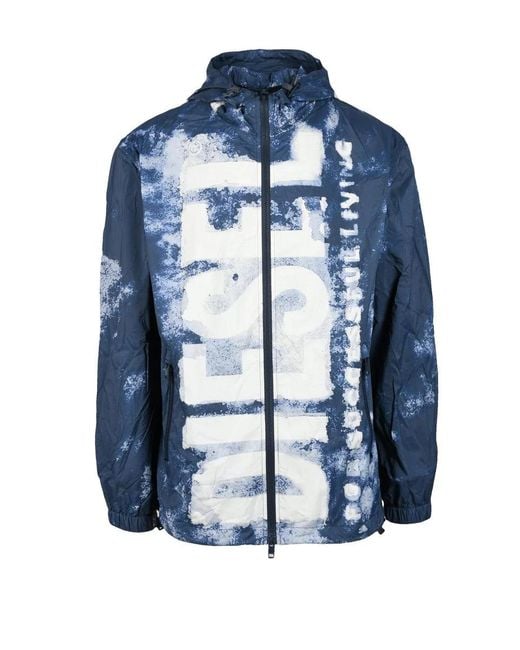 DIESEL Blue Windbreaker Jacket for men
