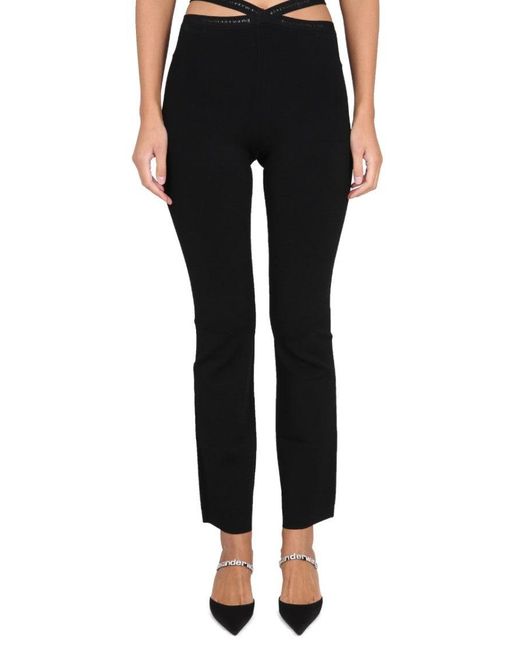 T By Alexander Wang Black Cross Leggings With Logo