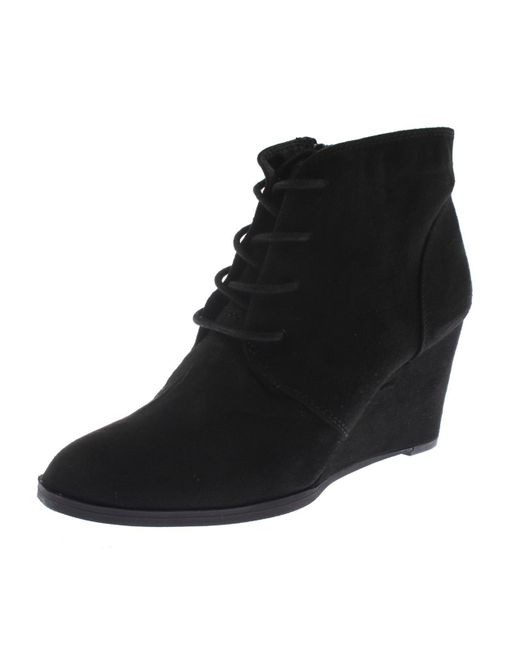 American Rag Black Baylie Faux Suede Ankle Wedge Boots