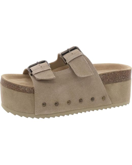 Steve Madden Brown Kali Suede Platform Slide Sandals