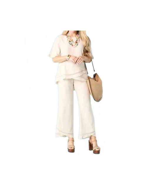 Coco + Carmen Natural Layla Crossover Ruffle Pants