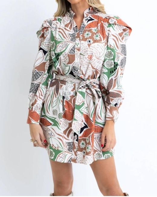 Karlie Brown Floral Poplin Shirt Dress