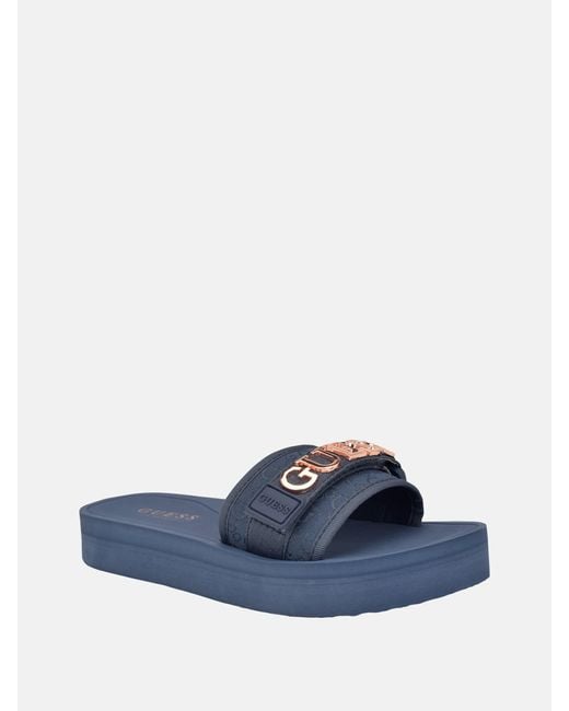Guess Natural Peers Logo Slide Sandals