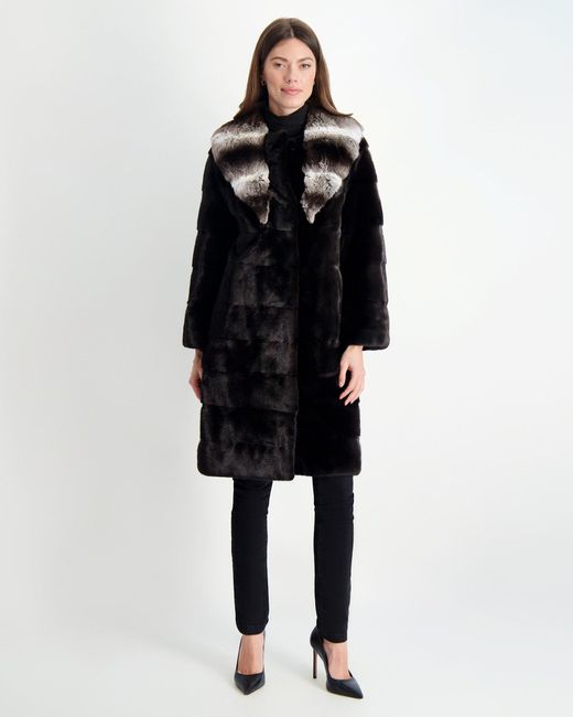 Gorski Black Mink Short Coat Chinchilla Collar