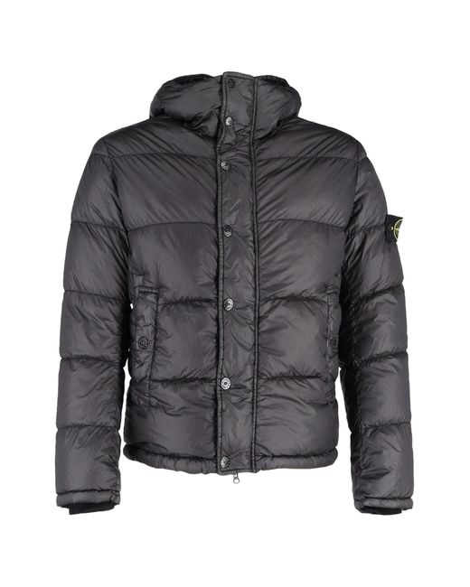Stone Island Gray Badged Zipped Down Jacket for men