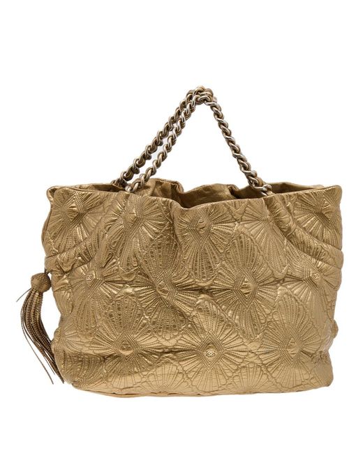 Chanel Brown Quilted Leather Ca D'oro Tote