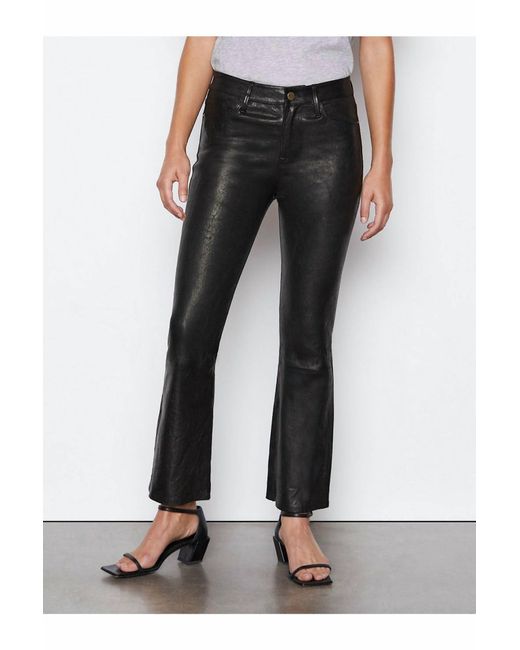 FRAME Black Le Crop Mini Boot Leather Pants