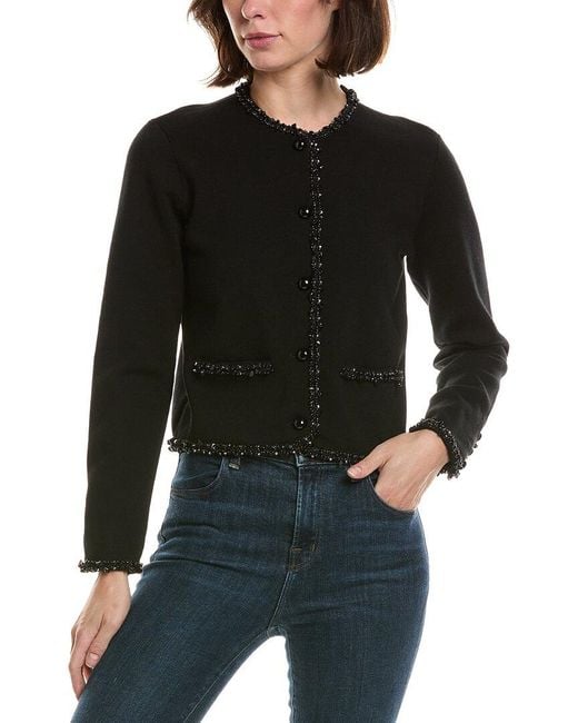 FRAME Black Frame The Beaded Trim Jacket