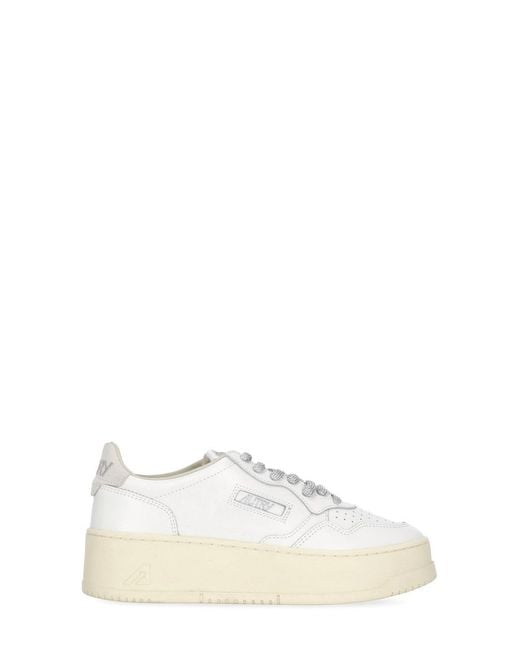 Autry White Platform Low Leather Sneakers