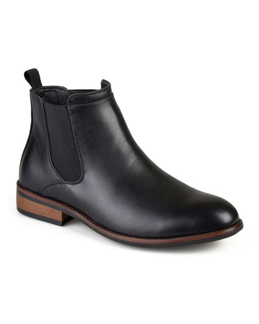 Vance Co. Black Comfort Insole Faux Leather Chelsea Boots for men