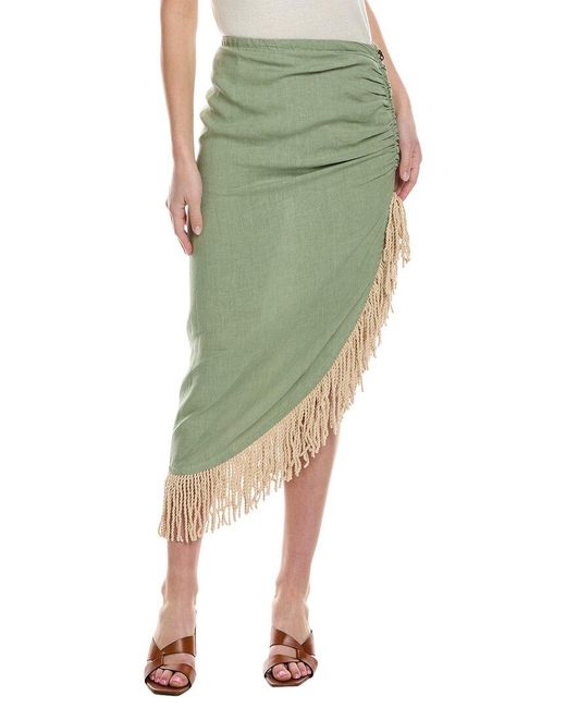 Just BEE Queen Green Mallorca Linen Midi Skirt