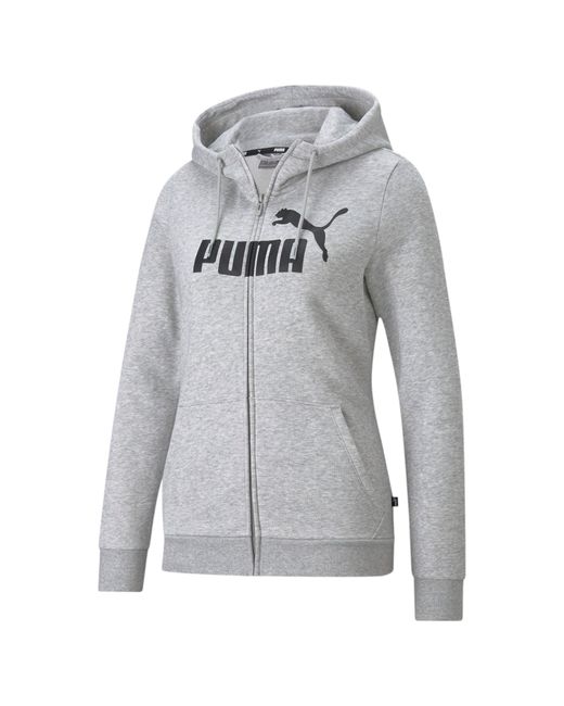 PUMA Essentials Logo Full-zip Hoodie in Gray - Lyst
