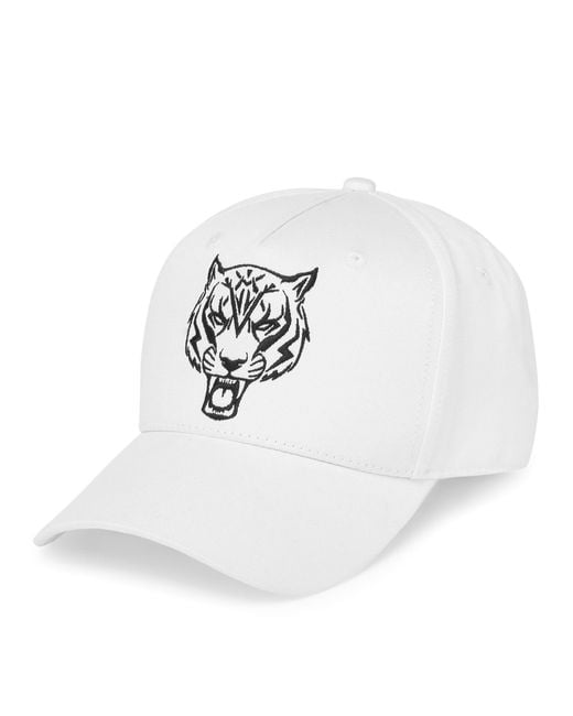 Philipp Plein White Baseball Cap Tiger for men