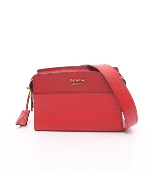 Prada Red Saffiano + City C Shoulder Bag Saffiano Leather