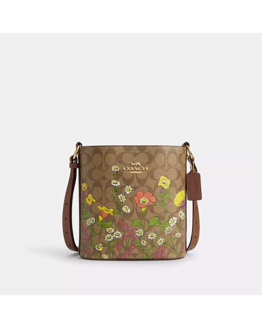 COACH Natural Sophie Bucket Bag In Signature Canvas With Floral Print