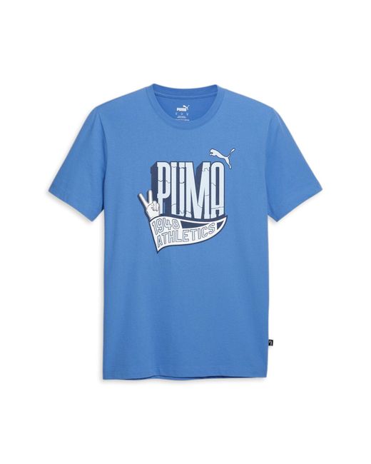 PUMA Blue Athletics Graphic Tee for men